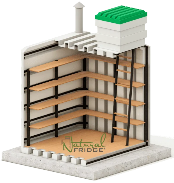 ziemianko piwnica ogrodowa 4 rzędy półek