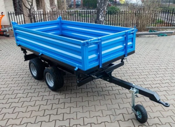 Dwuosiowa przyczepa rolnicza T-235cn z kiprem 2,5t niebieska